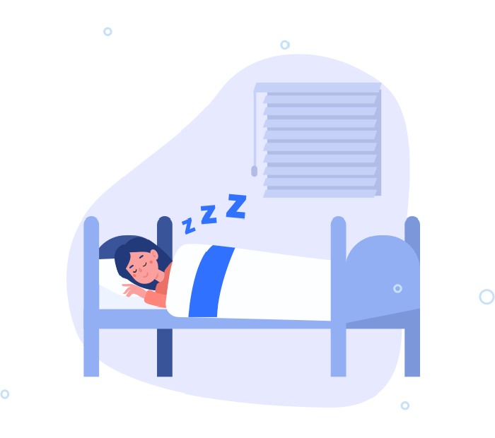 Illustration of a woman peacefully sleeping in her bed.